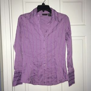 New York & Company purple stripe button down shirt